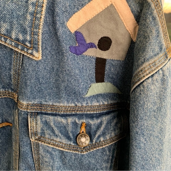 Vintage Blue Jean Denim Jacket Cabin Creek Quilts Malden West Virginia Women’s L - Picture 8 of 8